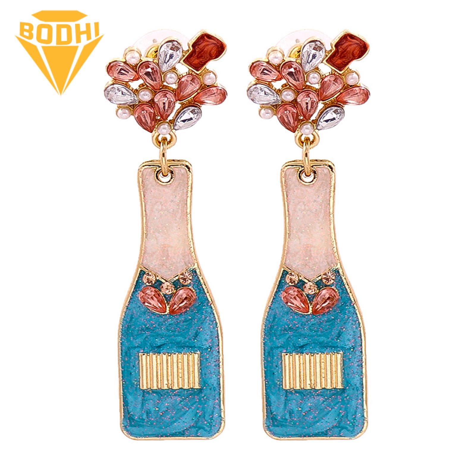 Lady Earrings Colorful Bottle Shape Faux Pearls Dangle Earrings
