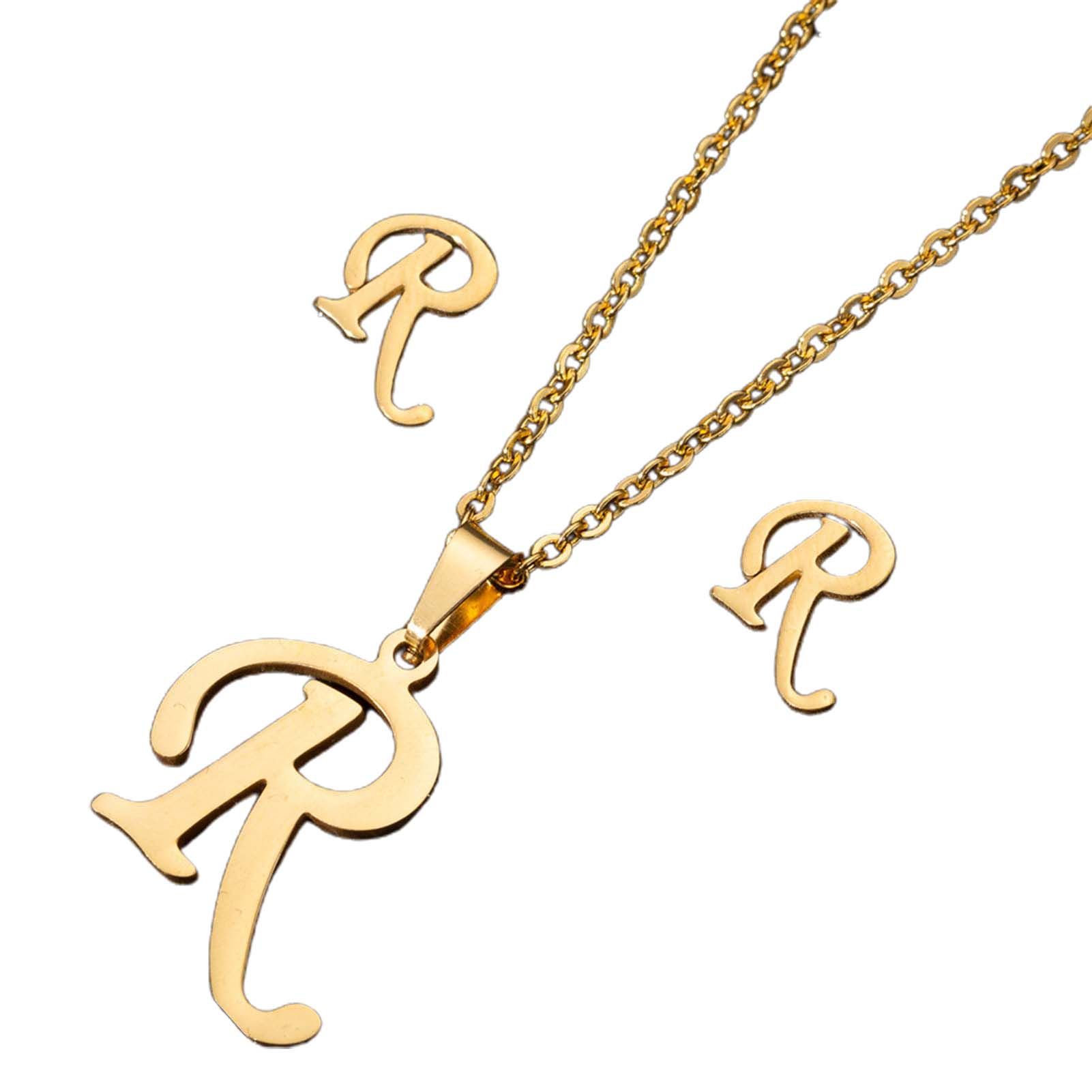 Initial Necklace Hypoallergenic 26 Letter Necklaces Ear Stud