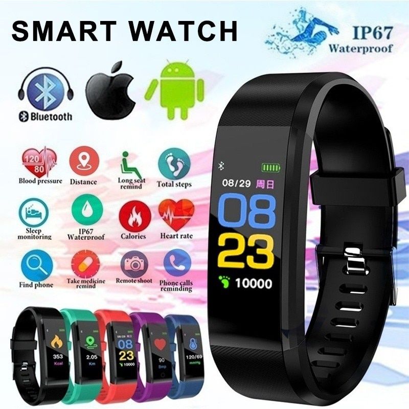 115Plus Bracelet Heart Rate Blood Pressure Smart Band Fitness Tracker Smartband Bluetooth Wristband for fitbits Smart Watch