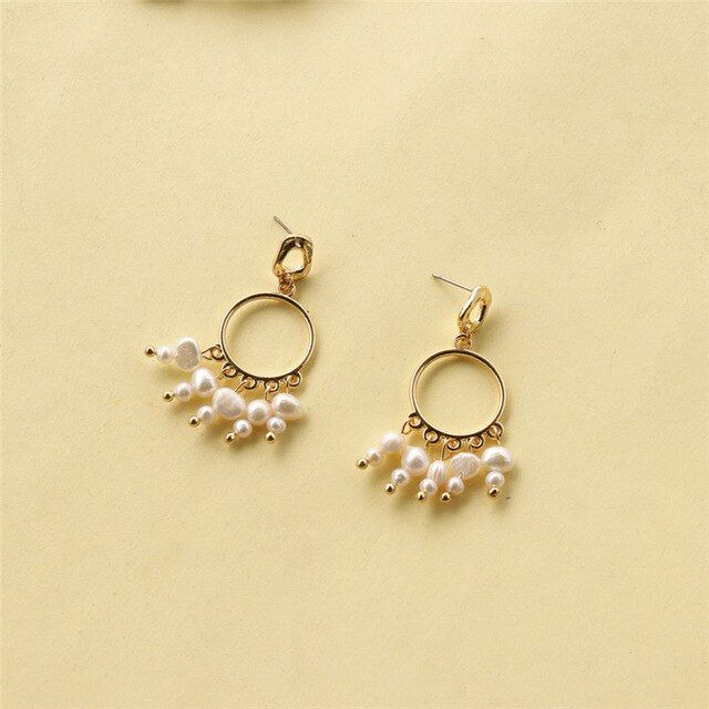 AOMU 1Pair 2020 Korea Chic Baroque Irregular Pearl Earrings Fashion Statement Earrings for Women Jewelry Gifts
