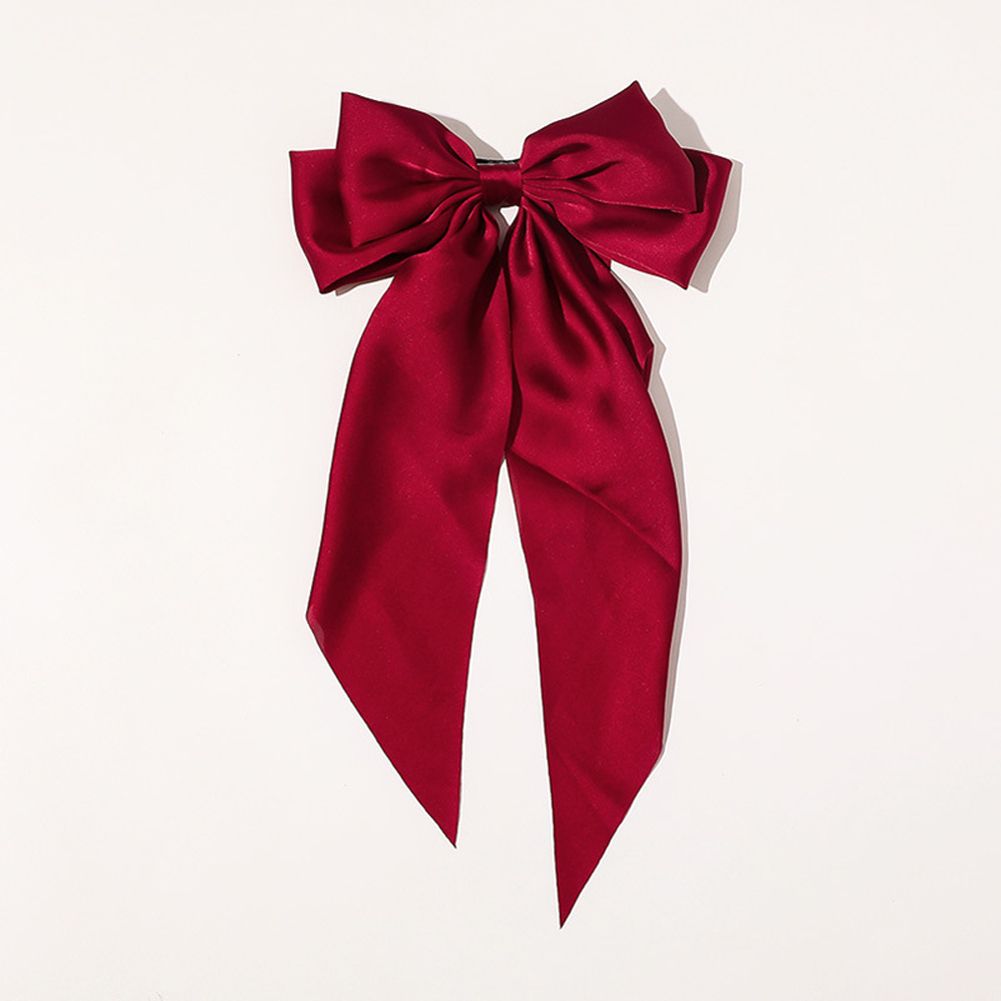 Hair  Pin  Headdress Cloth + Alloy Fashion Big Bow ied Hairpin Ponytail Spring Clip Hairband color:Black
