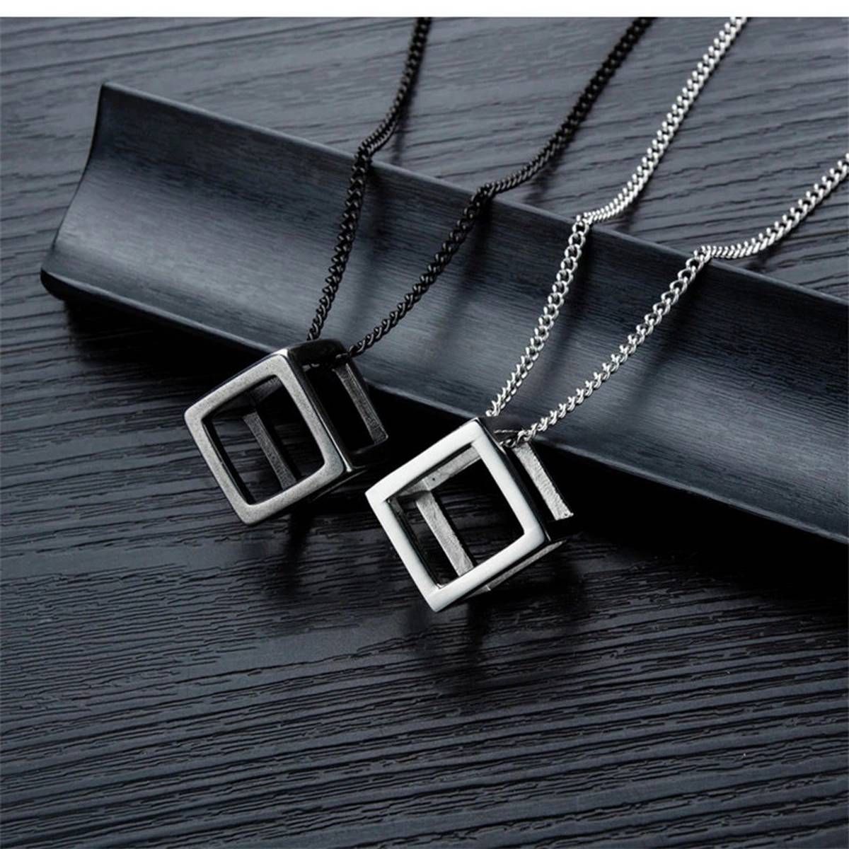 Cube Shape Party Pendant Men Necklace Cool  Rock Fashion Jewelry Man Boy Gifts Accessories Party