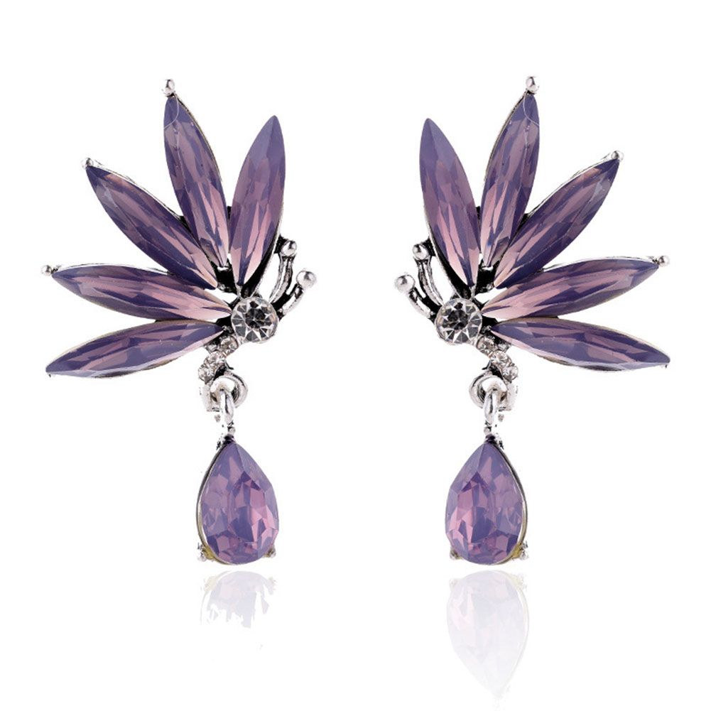 1 Pair Women Rhinestones Butterfly Earrings Faux Crystal Ear Pendants for Party