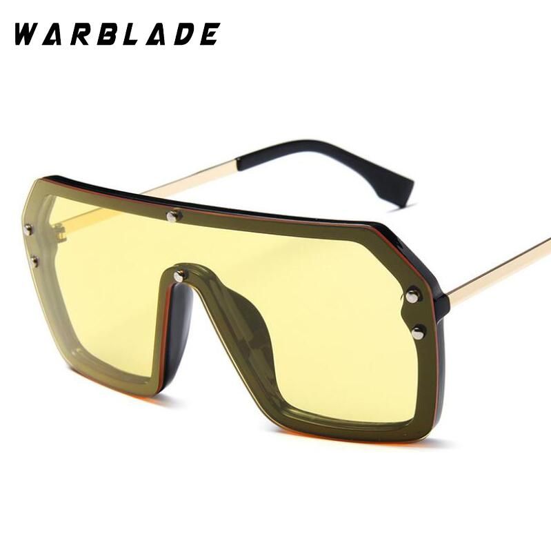 YellowWarBLade 2021 Fashion Vintage Oversized Square Sunglasses Men One Piece Lens Big Frame Sun glasses For Women UV400 Silver Mirror