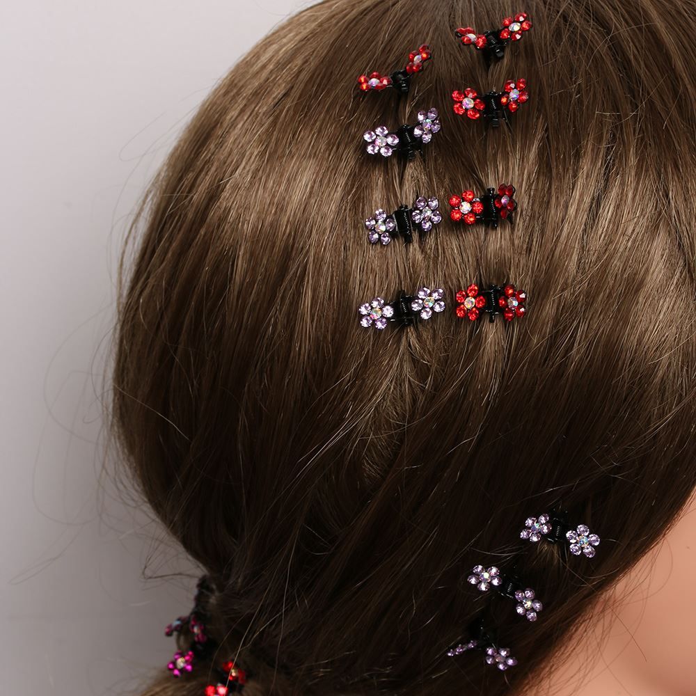 12 Pcs /Set Fashion Women Hairpins Crystal Flower Mini Barrettes Hair Claw Clamp Hair Clip Girls hair accessories