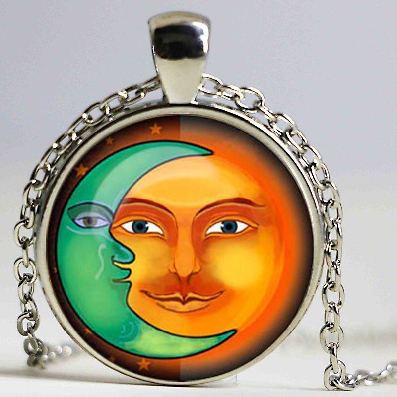 Vintage Sun and Moon Sign Jewelry Love Symbol Gift for Her Him HZ1(null)