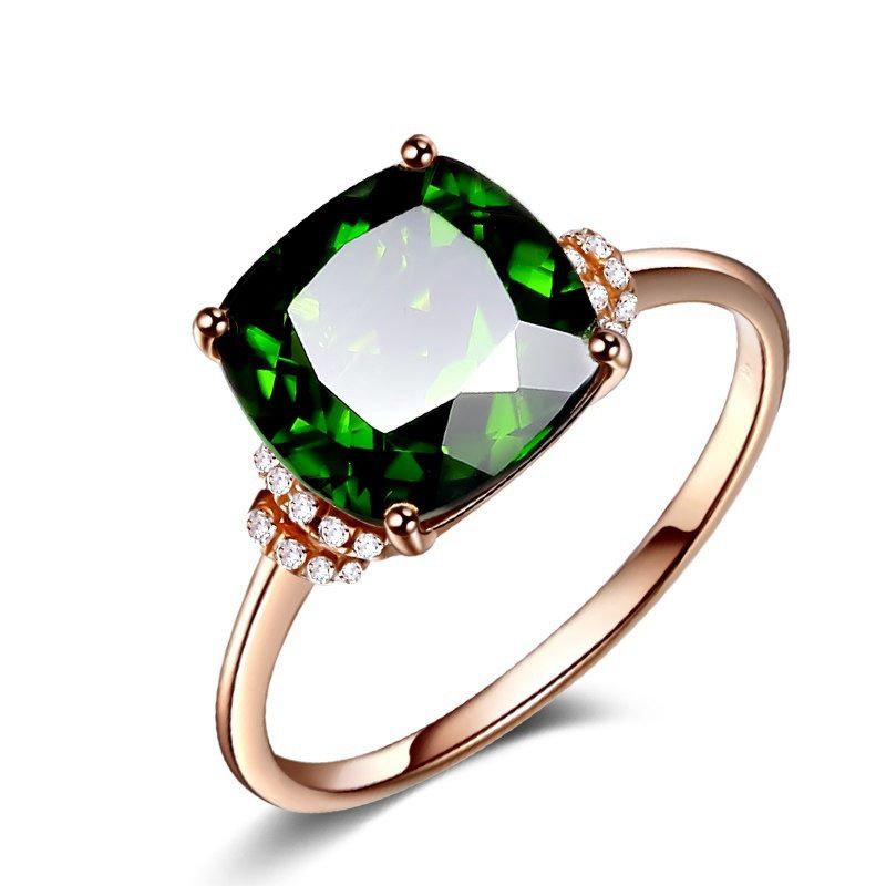 18K Rose Emerald Green Gemstone Ring R376