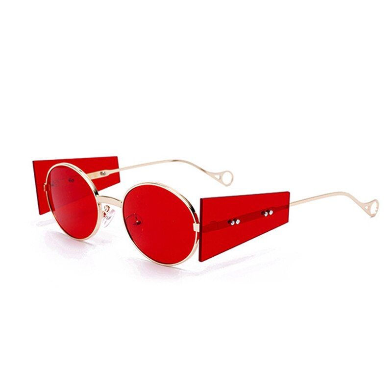 RedSO&EI Fashion Oval Steampunk Sunglasses Women Luxury Brand Designer Retro Round Punk Female Sun Glasses Shades UV400 Men Eyewear