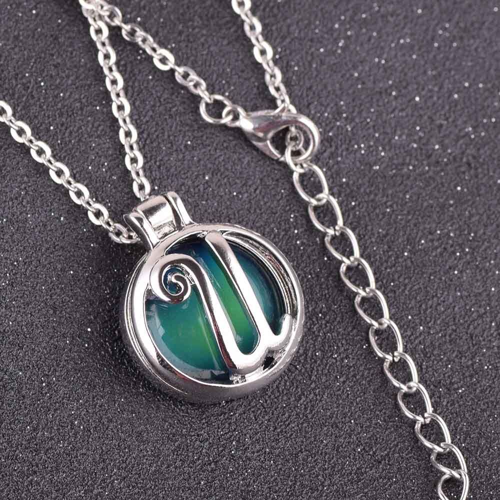 VisionMood 26 Initials Letter 2 In 1 Pendant Choker Mood Necklace Temperature Change Color Feeling Emotional Color Woman(null)