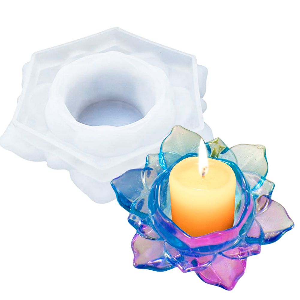 Lotus Candles Holders Resin Mold, Flower Shape Silicone Casting Mould for DIY Trinket Container, Jewelry Box, Candy Storage Box, Home Table Decoration