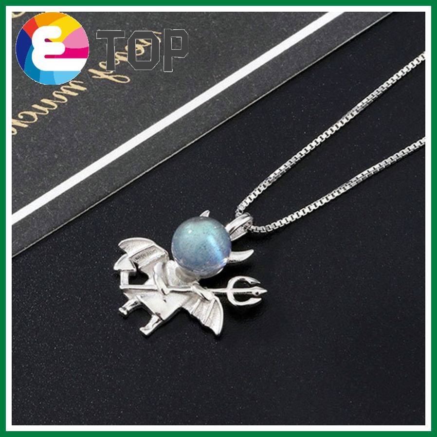 Moonstone Little Devil Necklace Simple Cute Sweet Pendant Clavicle Chain Female Necklace Student Jewelry