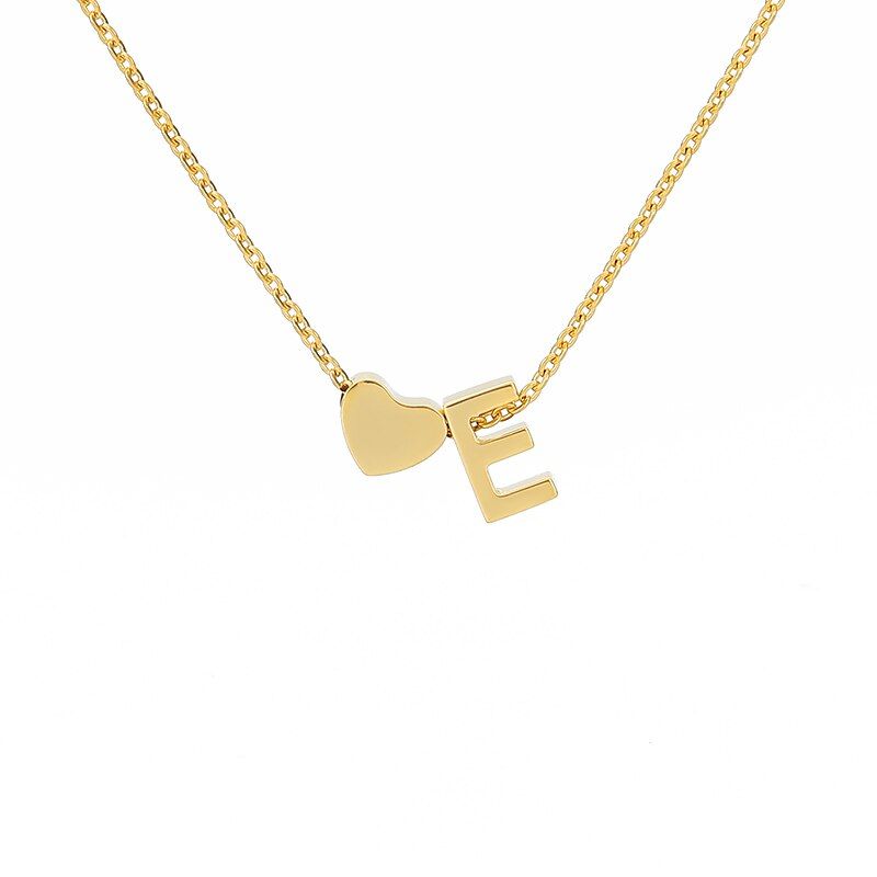 Fashion Tiny Heart Initial Heart Letter Necklaces For Women Stainless Steel Gold Choker Heart Pendant Necklace Bff Jewelry Gift