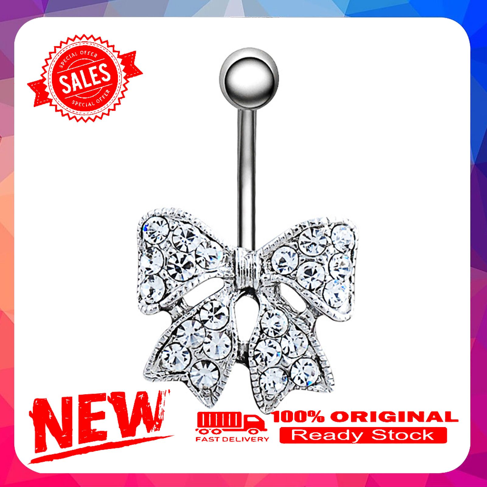 Women Fashion Cute Bowknot Belly Navel Ring Body Piercing Jewelry Gift