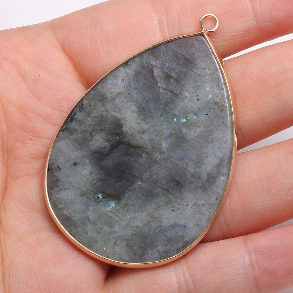 Natural Stone Water drop shape Pendants for Jewelry Making Diy earring necklace Bracelet accessories Size 37x55mm