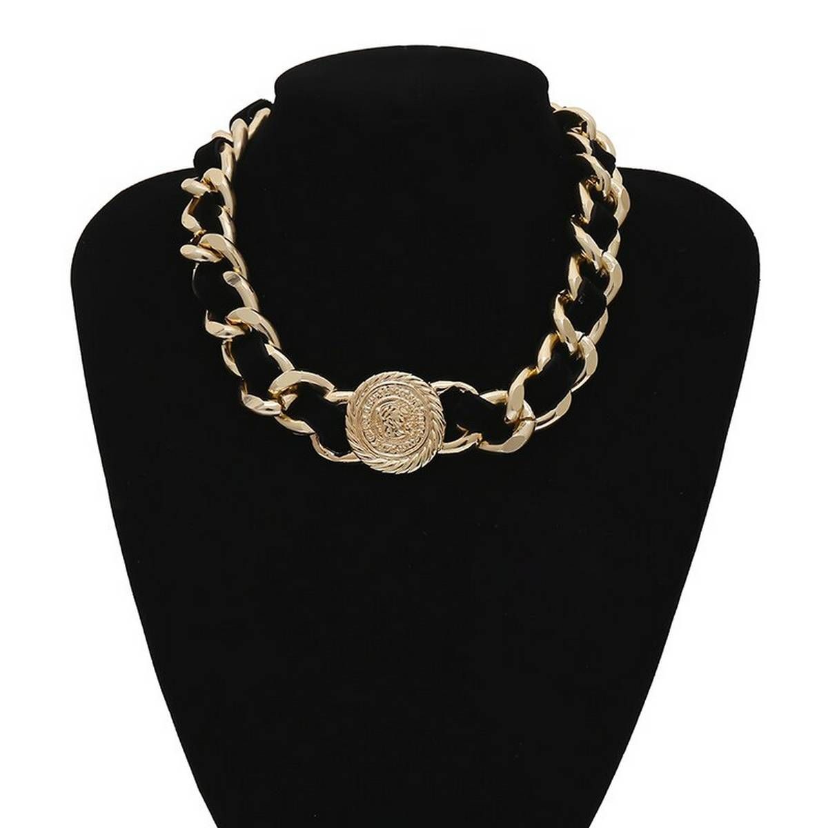 SHIXIN Punk Exaggerated Big Coin Thick Chain Choker Necklace Chunky Short Hip Hop Necklaces for Women Collar Collier Femme 2019(null)