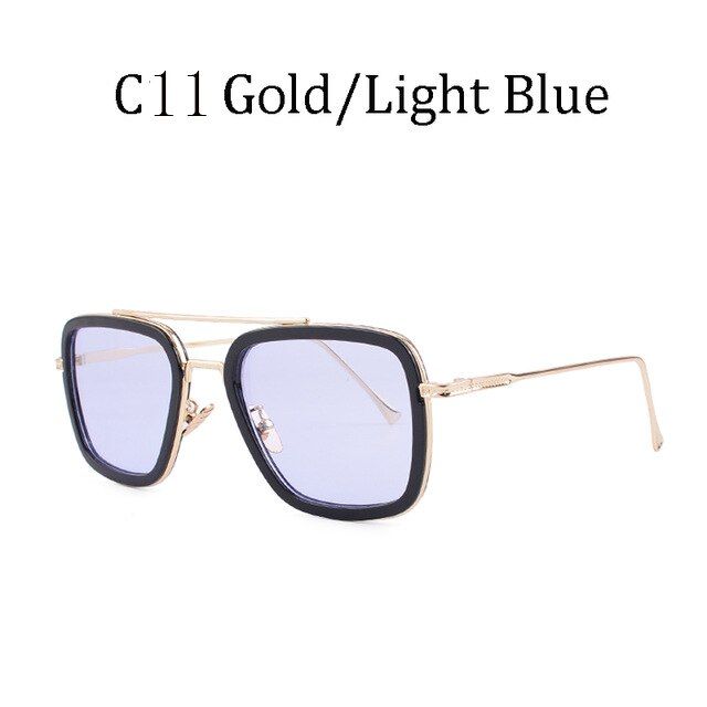 C112021 Fashion Avengers Tony Stark Flight Style Sunglasses Men Square Brand Design Sun Glasses Oculos De Sol Retro