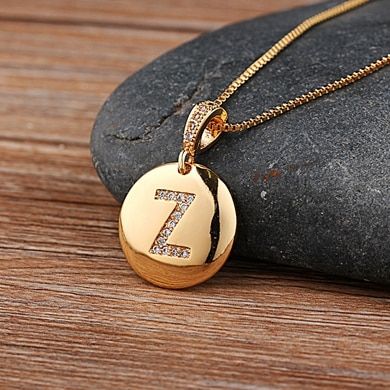 New  Top Quality Women Girls Initial Letter Necklace Gold Color 26 Letters Charm Necklaces Pendants Copper Jewelry Gift