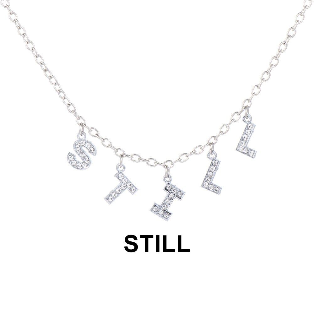 Silver Color Angel Necklace Letter Crystal Pendant Women Fashion Hip Hop Jewelry Honey Baby Harajuku Style Luxury Gift New Fashi