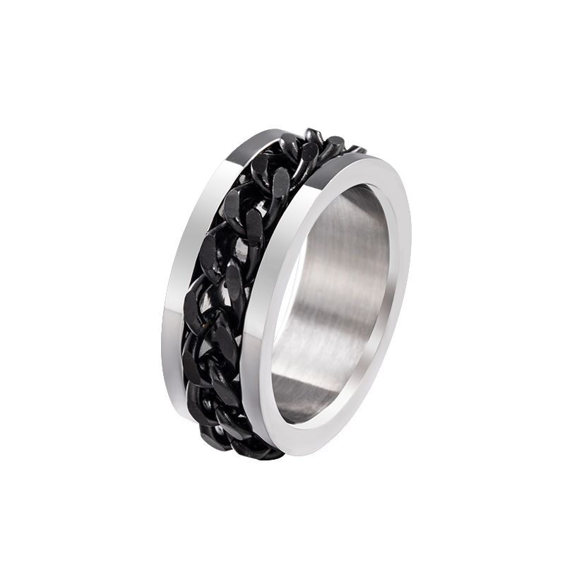 Craft Wolf Fashion fine Jewelry men women personalized rotating link chain 316L Stainless Steel Ring
