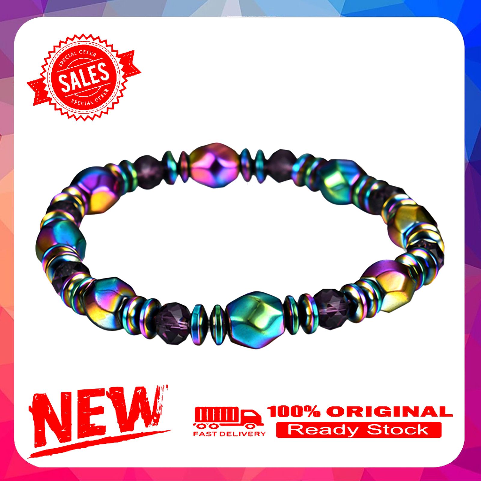 Bangle Magnetic Exquisite Ornament Faux Hematite Beads Bracelet for Unisex