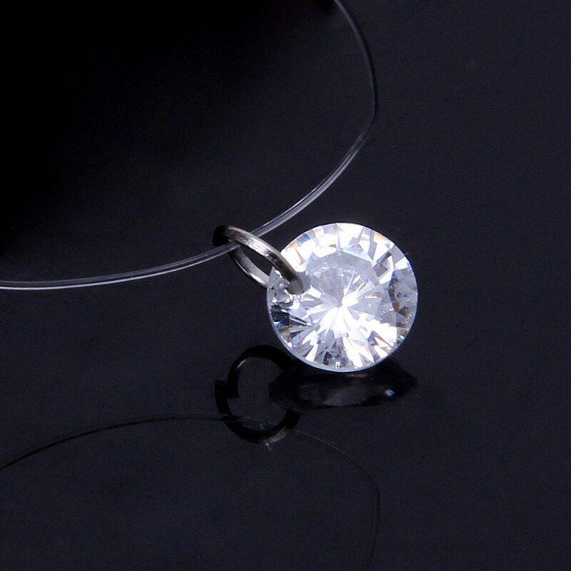New Stainless Steel Female Transparent Fishing Line Invisible Chain Necklace Women Rhinestone Choker Necklace Fashion Jewelry