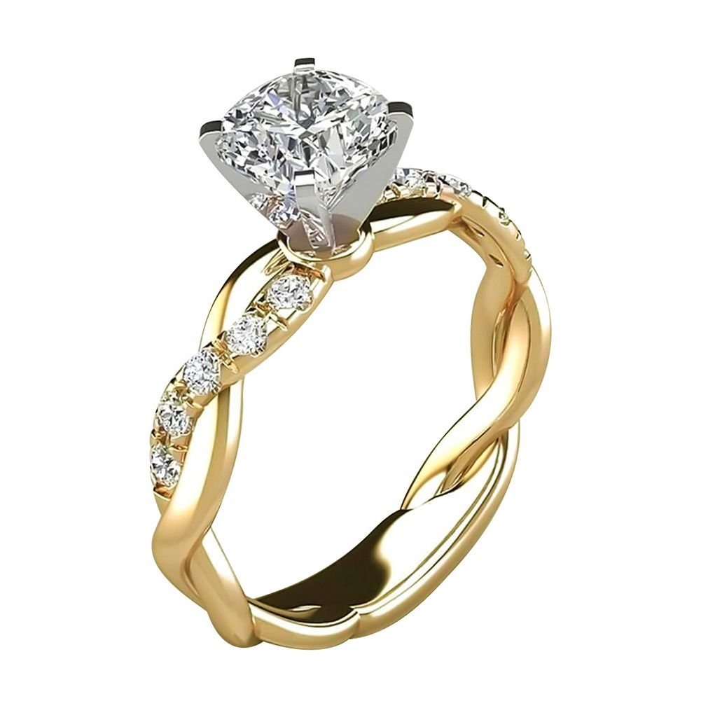 Women Cubic Zirconia Inlaid Twist Finger Ring Wedding Engagement Jewelry Gift