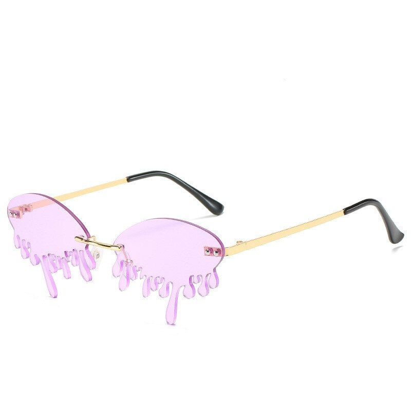 3072020 Fashionable Fire Wave Flame Sunglasses Men Women Rimless Sunglasses Luxury Glasses Trend Wide Side Party Street WearEyewear