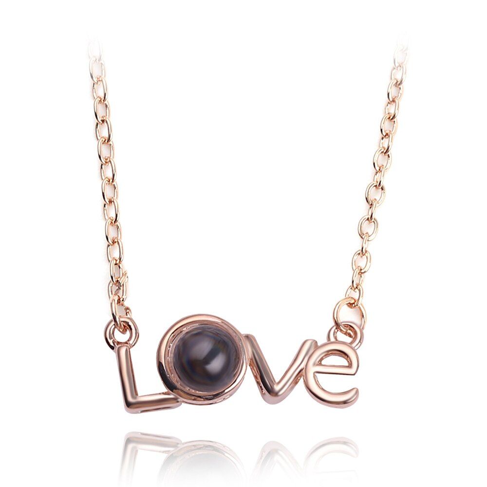 2018 Snowflake 100 Language I love You Necklace Memory Projection Pendant Wedding Letter Necklace Drop Shipping