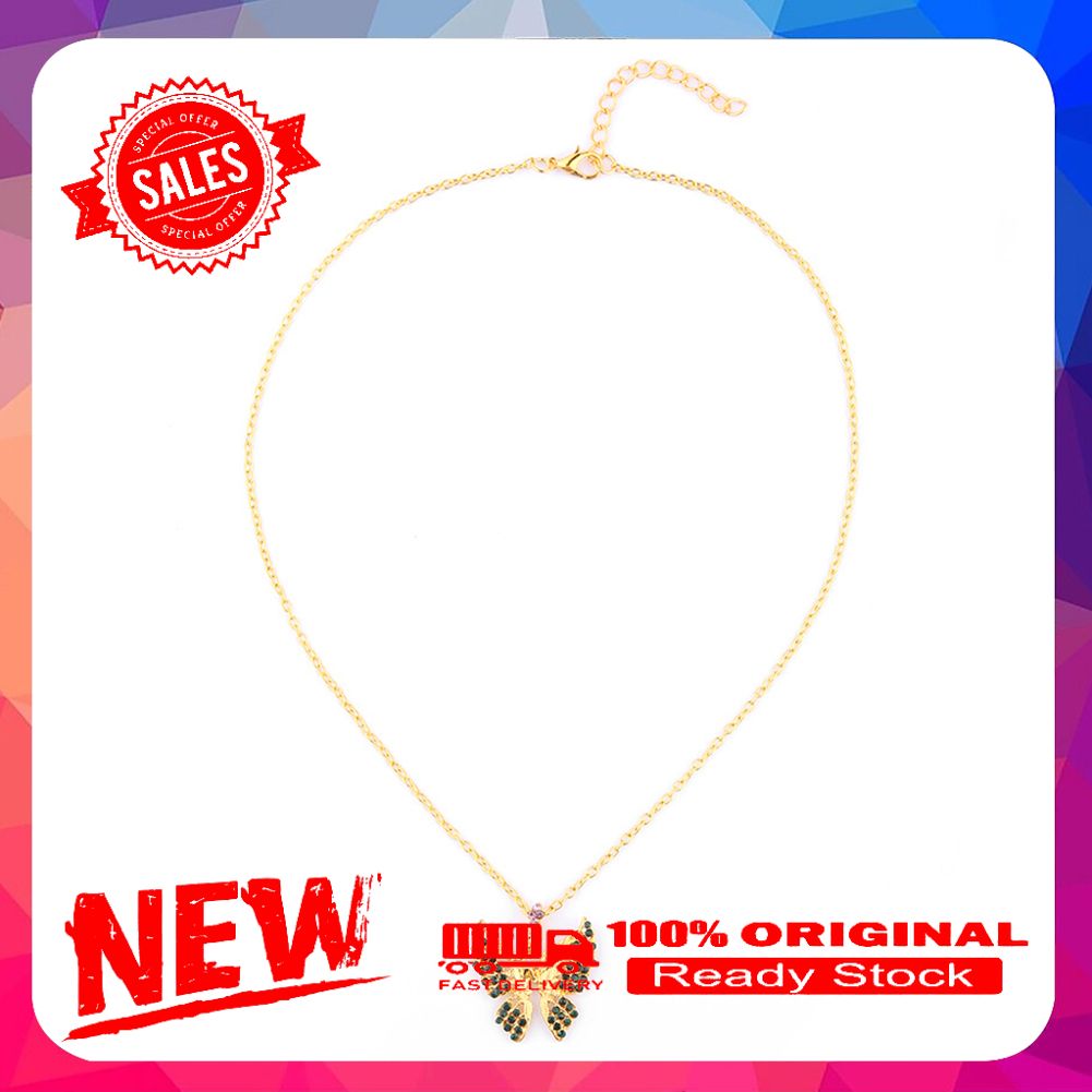 Stylish Women Rhinestones Butterfly Pendant Chain Necklace Party Jewelry Gift