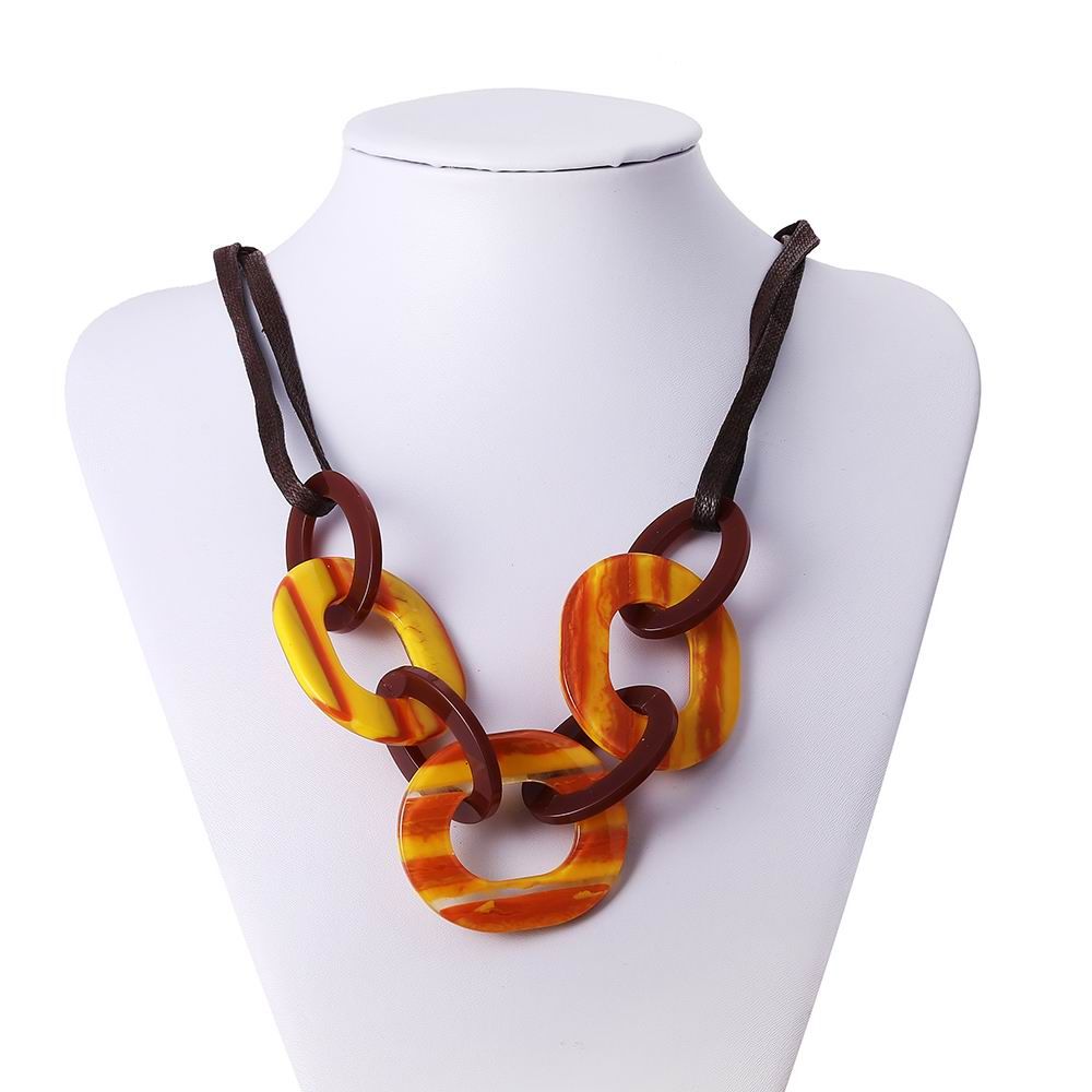 GuanLong Long Rope Leather Necklace with Resin Acrylic Pendant Fashion Statement Necklaces Jewelry For Women Christmas Gifts