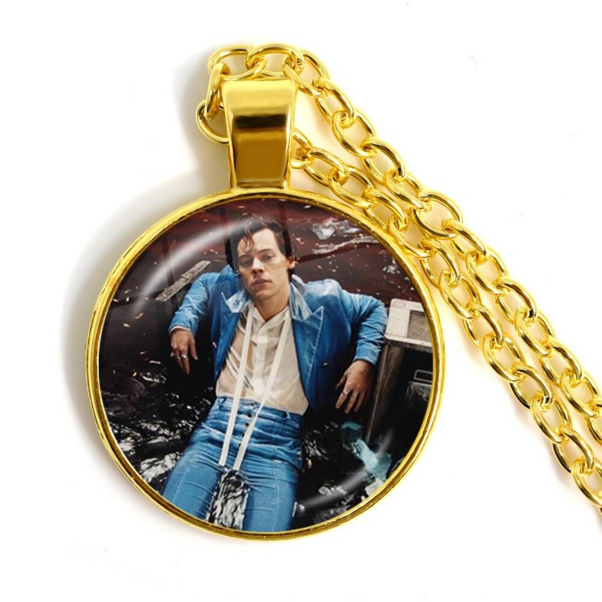 Harry Styles Love On Tour 2020 Fine Line Silver-plated Pendant Necklace 25mm Glass Cabochon Jewelry For Women Men Fans Gift