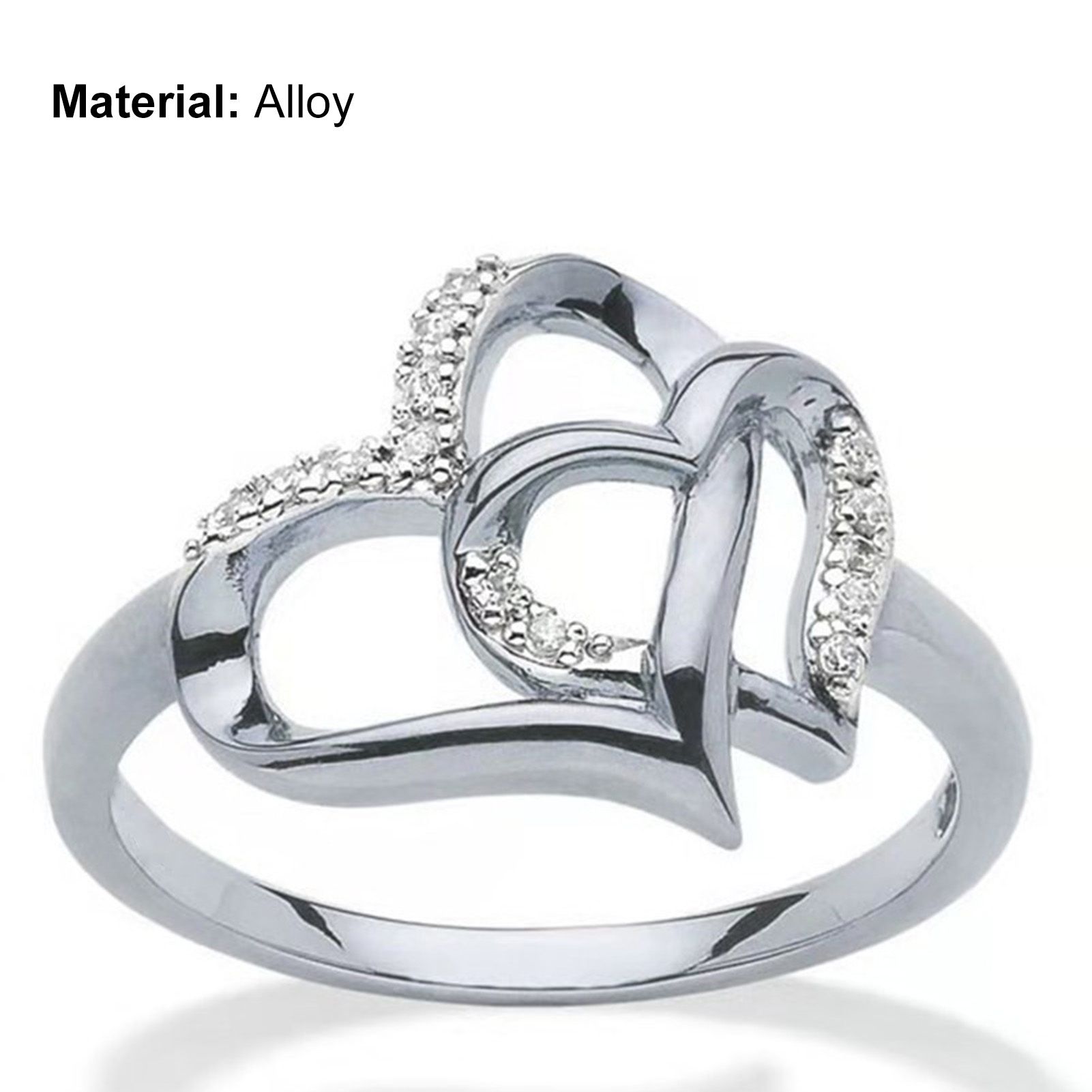 Wedding Band Electroplating Heart to Heart Engagement Ring