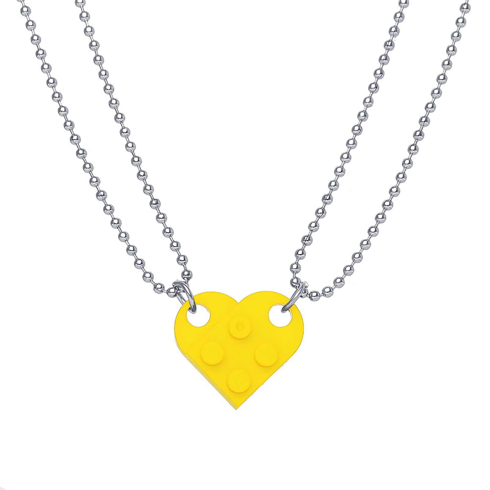 Necklace Heart Double Layers Unisex All Match Separable Choker for Party