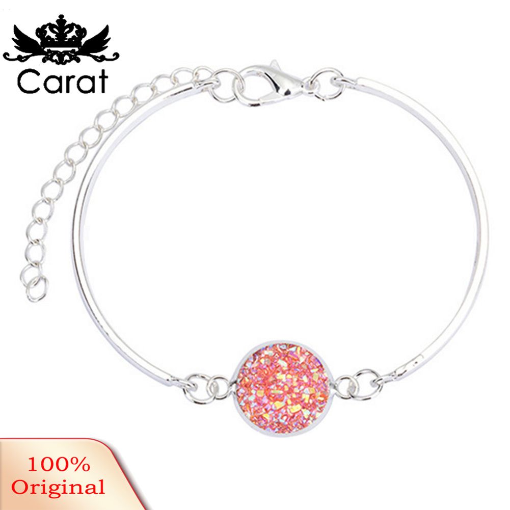 Fashion Women Glittering Resin Bead Charm Adjustable Chain Bracelet Jewelry Gift