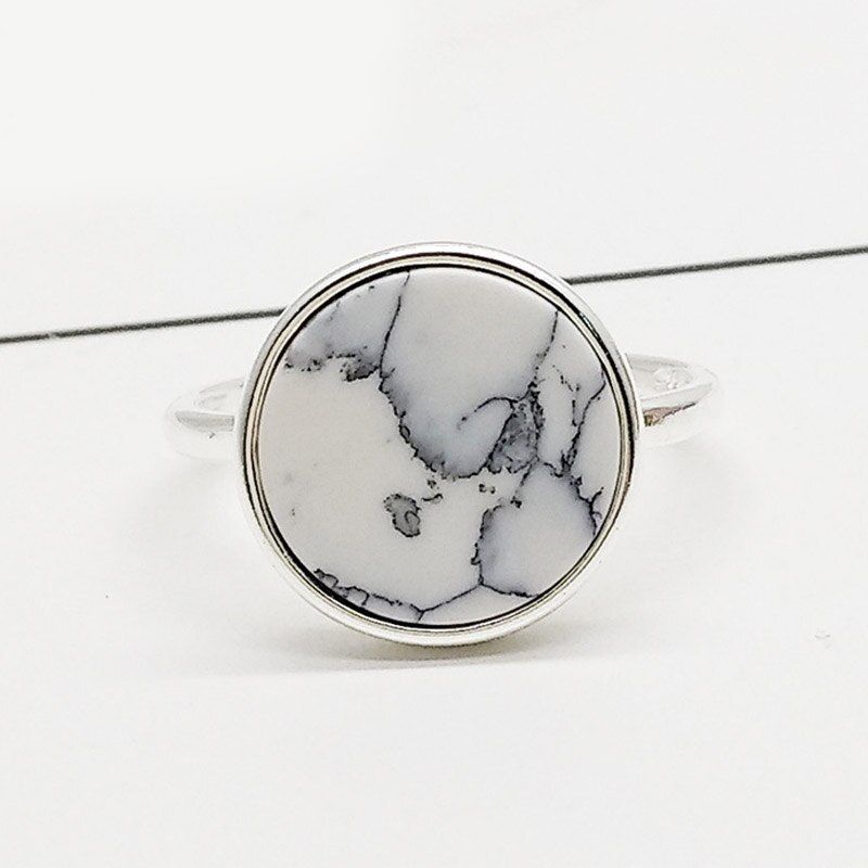 Adjustable Gifts Ring Girls Party White Marbled Stone Open Seaside Round Circle Valentines Gift High Quality 1PC Black