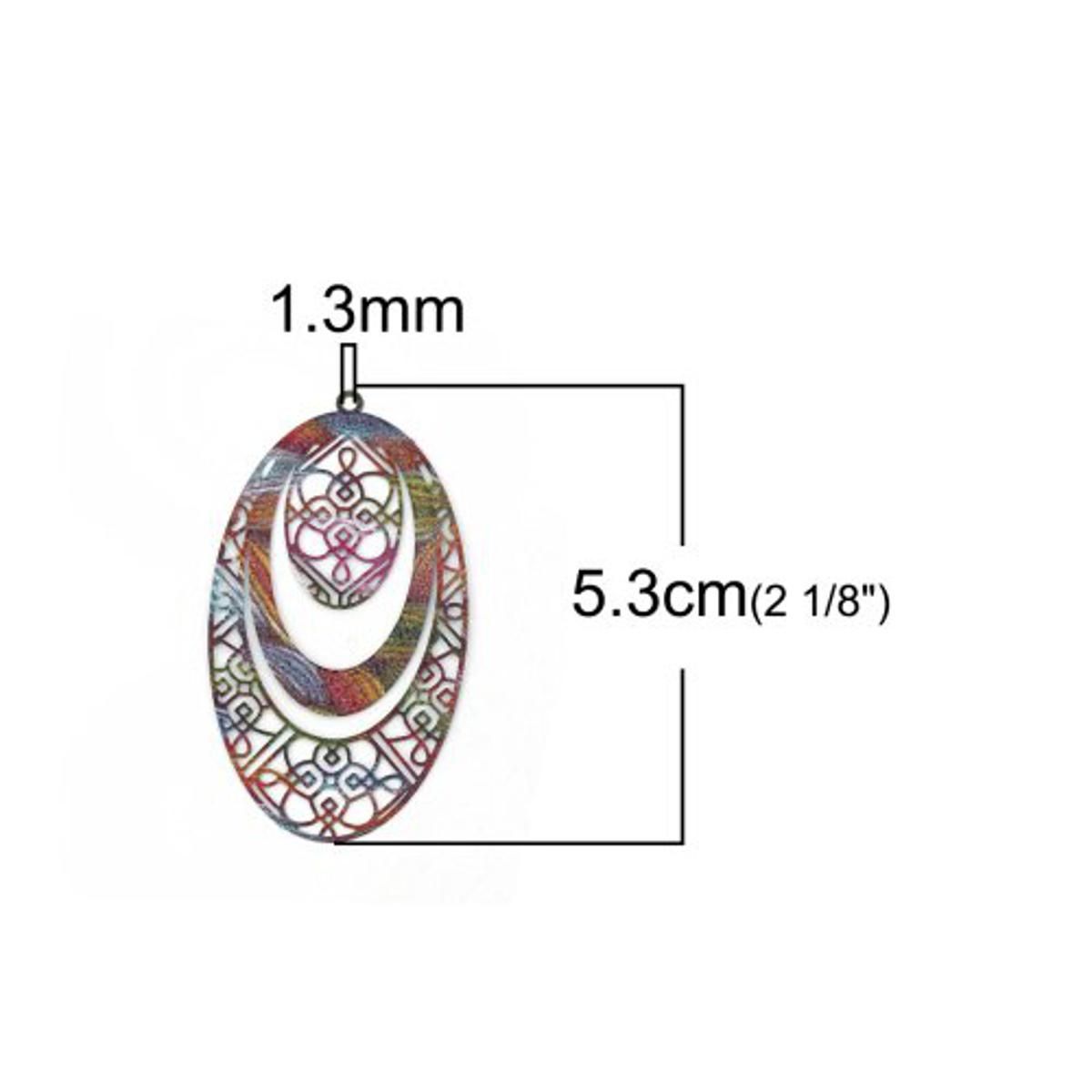 DoreenBeads Copper Enamel Painting Pendants Oval Drop Fan-shaped Heart Multicolor Blue Multistyles Charms DIY Findings, 5 PCs