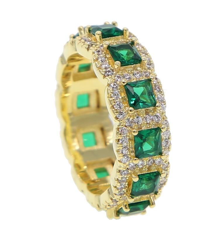 Luxury geometric wedding engagement cz eternity band ring red green white cubic zirconia full cz rings