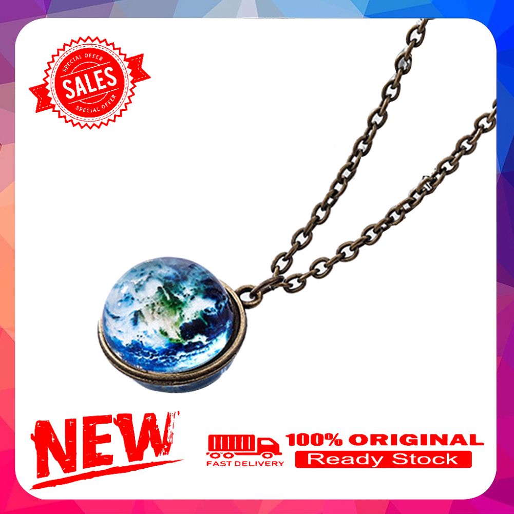 Luminous Universe Planet Glass Ball Pendant Women Chain Necklace Jewelry Gift