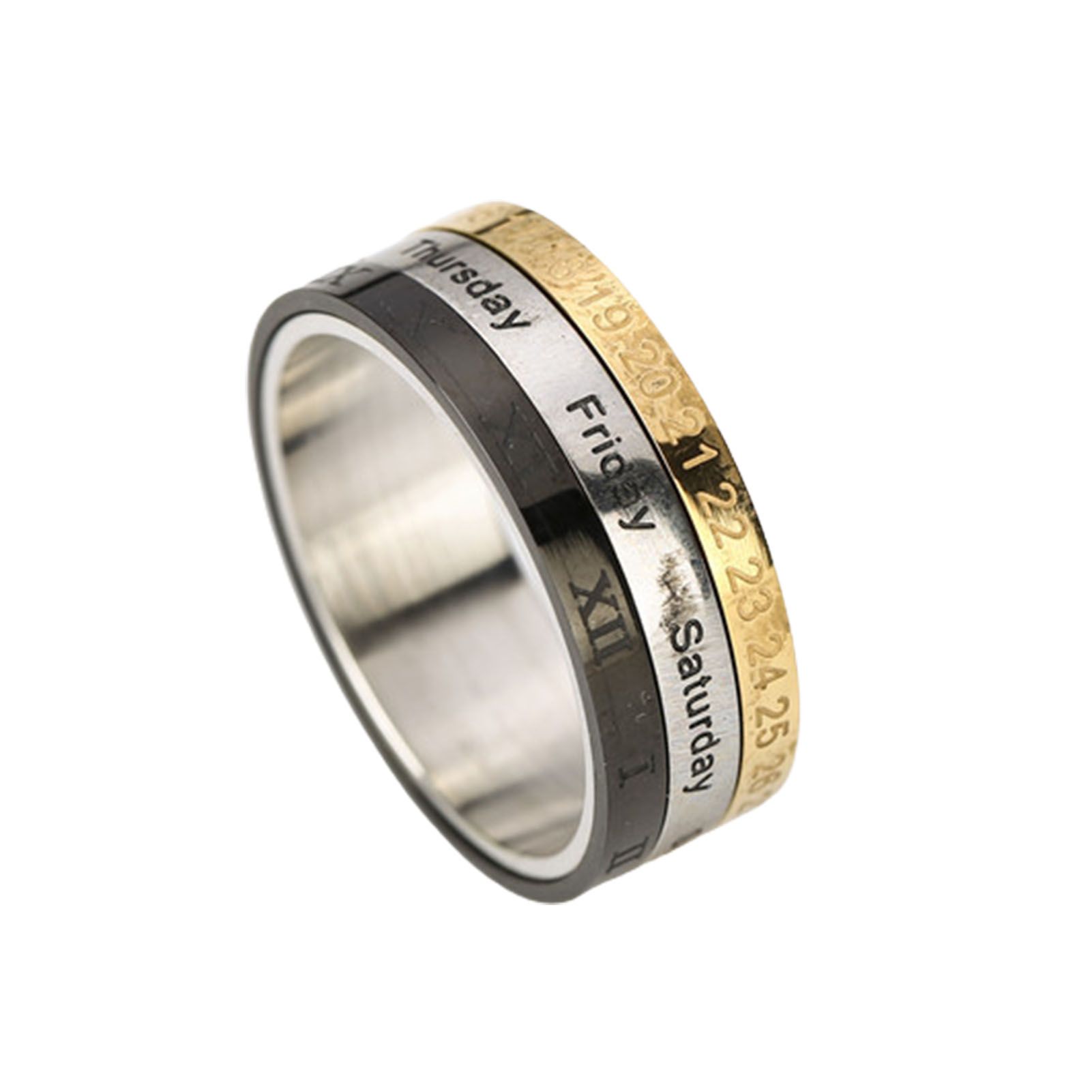 Men Ring with Calendar Multi-purpose Men Rotating Ring