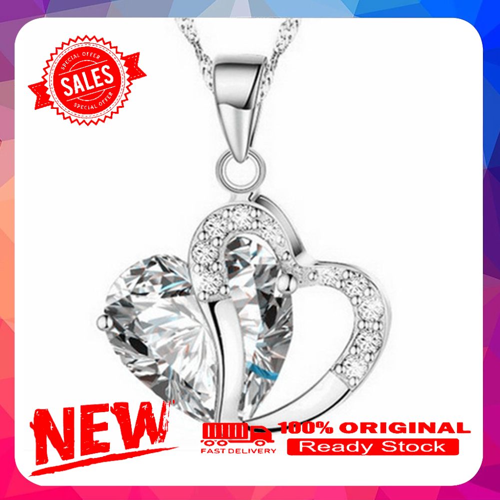 Fashion Women Hollow Multicolor Heart Pendant Rhinestone Chain Necklace Jewelry