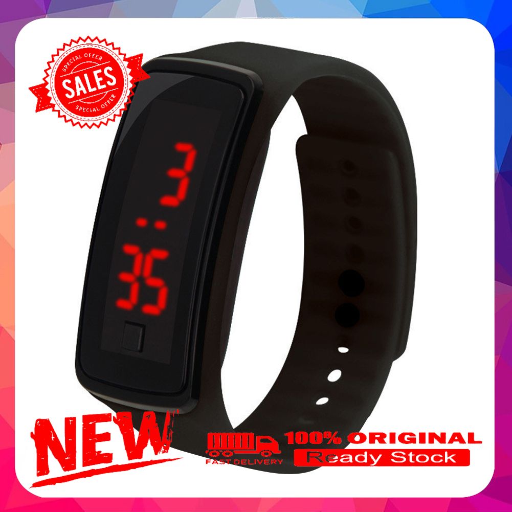 Children Kids Silicone Band LED Screen Electronic Digital Sports Wrist Watch
