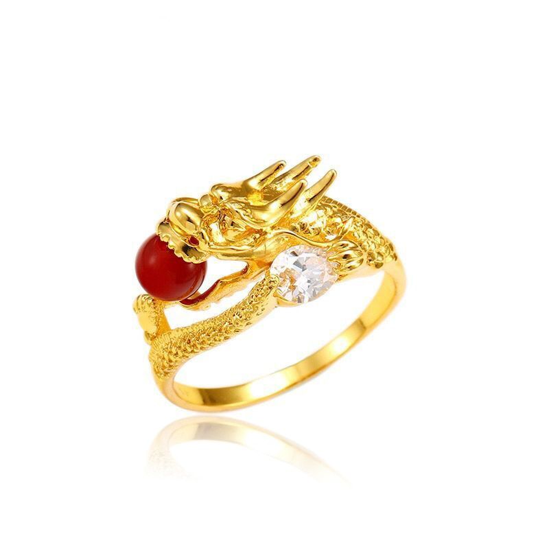 MxGxFam Party Dragon Rings For Women Men 24 k Pure Personal Jewelry 2019
