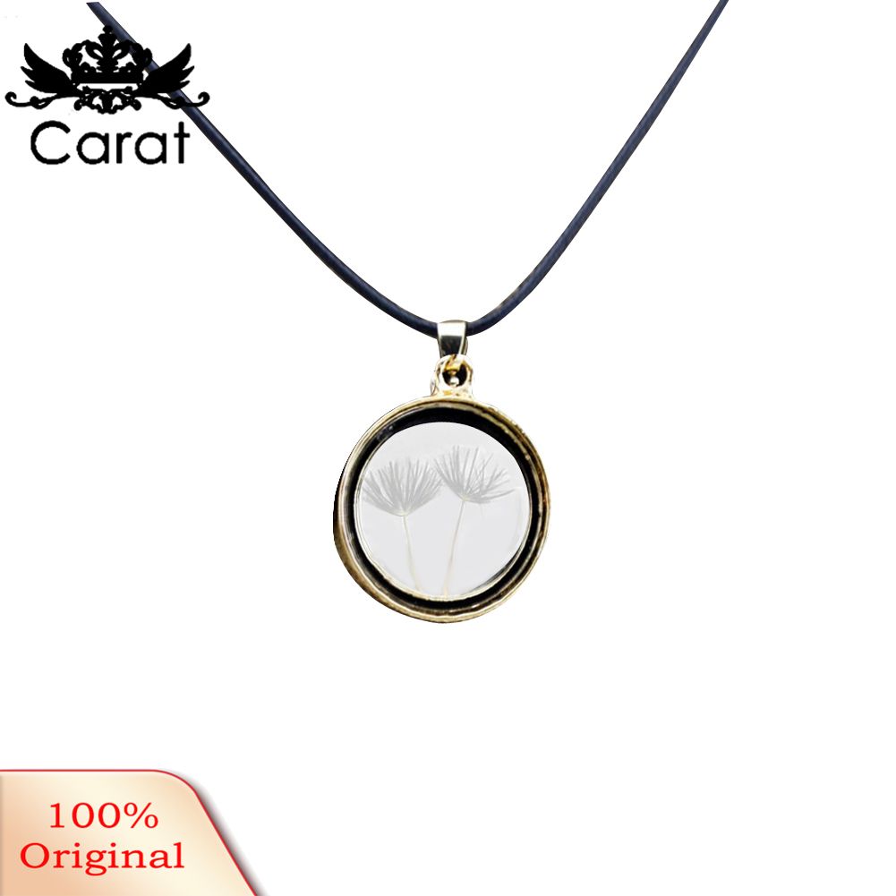 Women Dried Dandelion Transparent Disc Pendant Adjustable Necklace Jewelry Gift