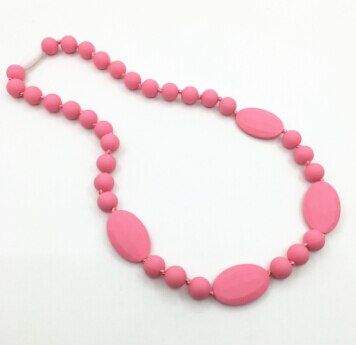 Baby and Mommy Beads Food Silicone Teething Necklace Pendants Nursing necklace,Rainbow Silicone oval Teething Necklace