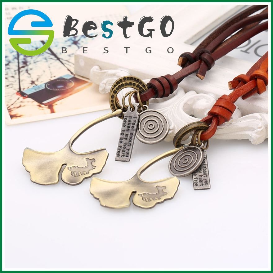 European And American Jewelry Retro Long Leaf Leather Necklace Ladies Necklace Sweater Chain Leather Necklace