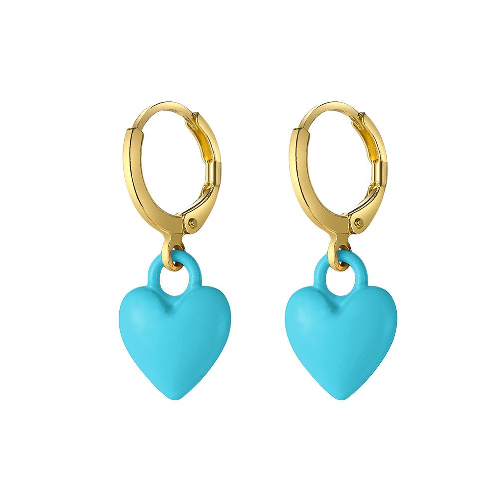Foreign trade new candy color peach heart drip earrings creative Valentine's Day cute love drip oil earrings earrings