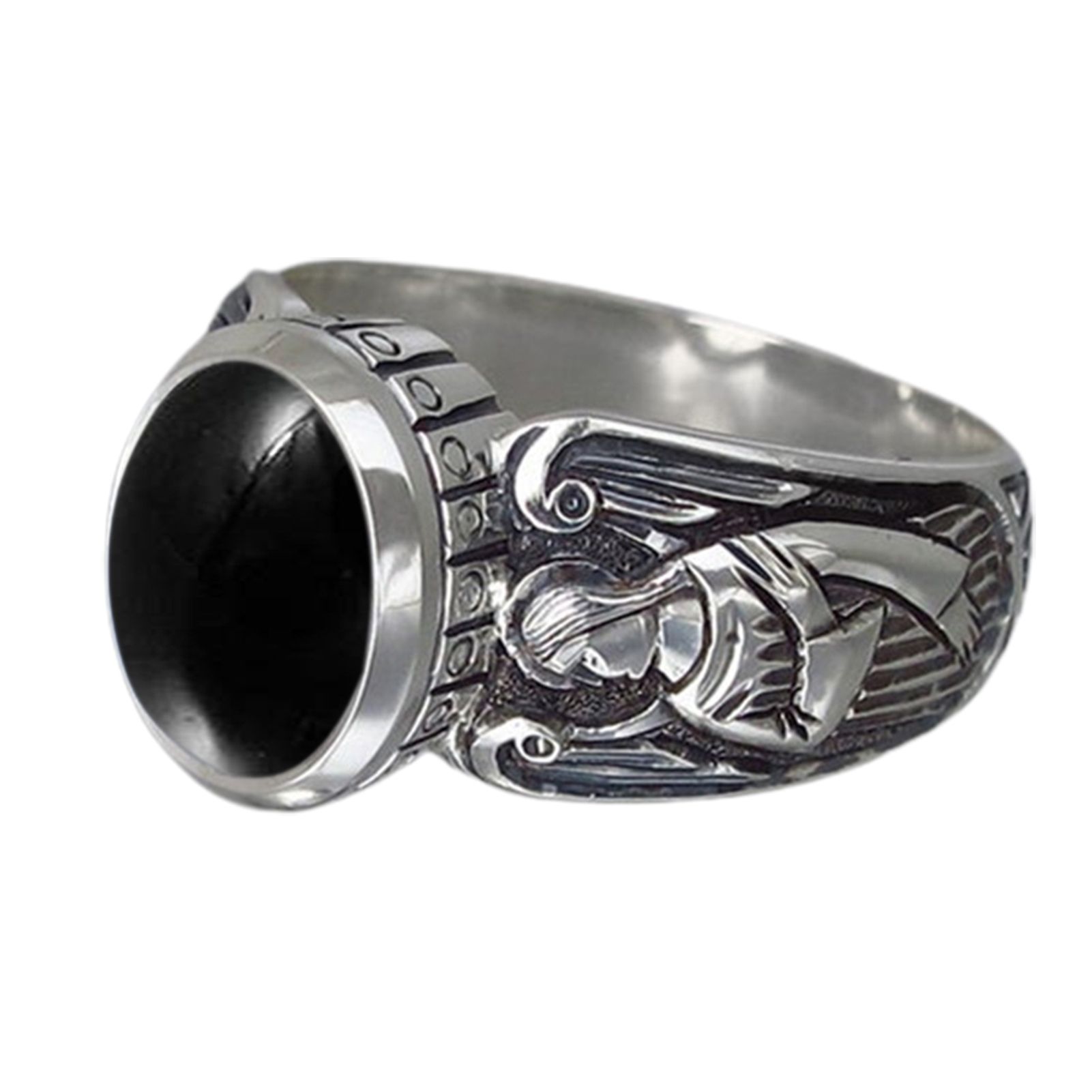 Wide Simple 2 Colors Vintage Ring Women Moonstone Angel Pattern Ring Fashion Jewelry