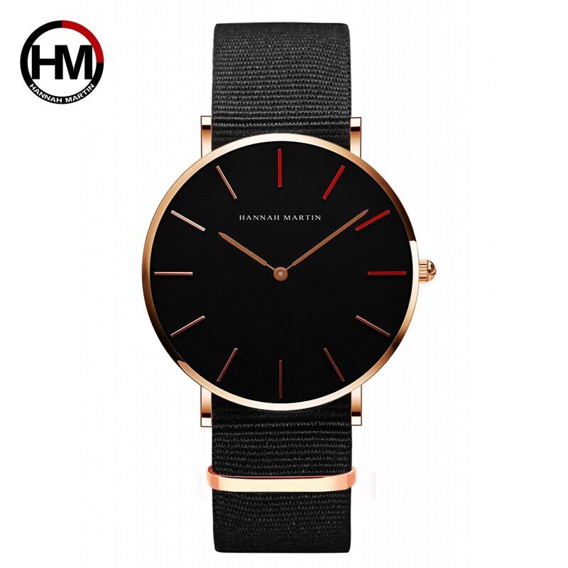 Hannah Martin Lovers' Watches Brand Luxury Men Women Fashion Casual Quartz Watch Simple Nylon Clock Relojes Mujer Montre Femme