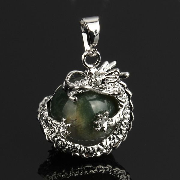 YYW Women Men Jewelry Animal 3D Dragon Claw Wrap Ball Beads Natural Clear Quartz Opal Moonstone Tiger Eye Rose Stone Pendants