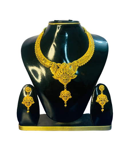 Cluster Gold Plated Necklace Set For Women